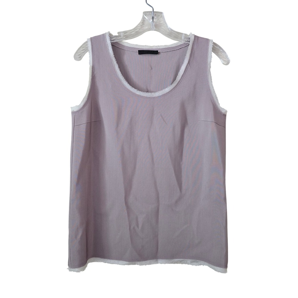 The Row Mauve Wool Silk Raw Edge Fringe Sleeveless Shell Top Size 2